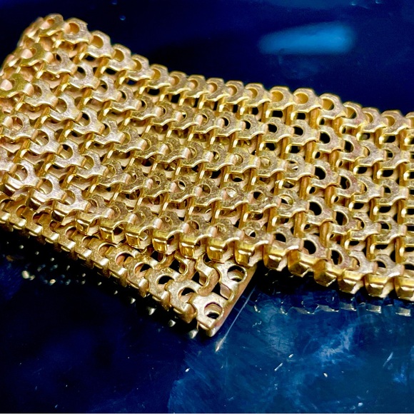 Gold filled Victorian slide mesh bracelet Belt Buckle Clasp 9” - Picture 4 of 5